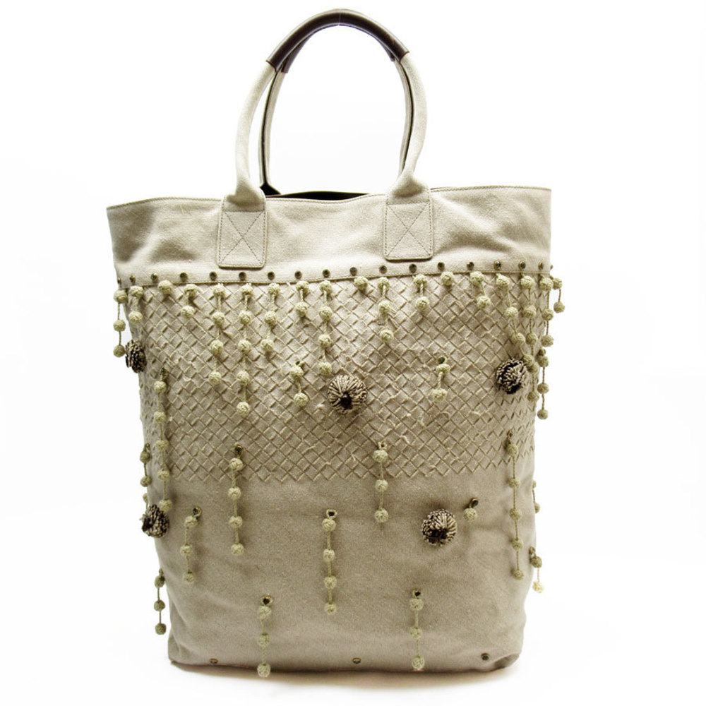 Bottega Veneta Hemp Linen Handbag Beige
